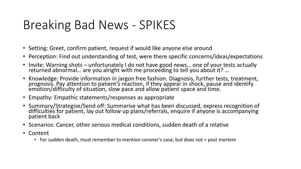 breaking bad news spikes