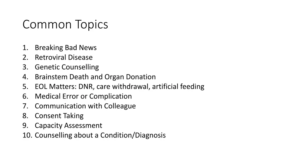 common topics
