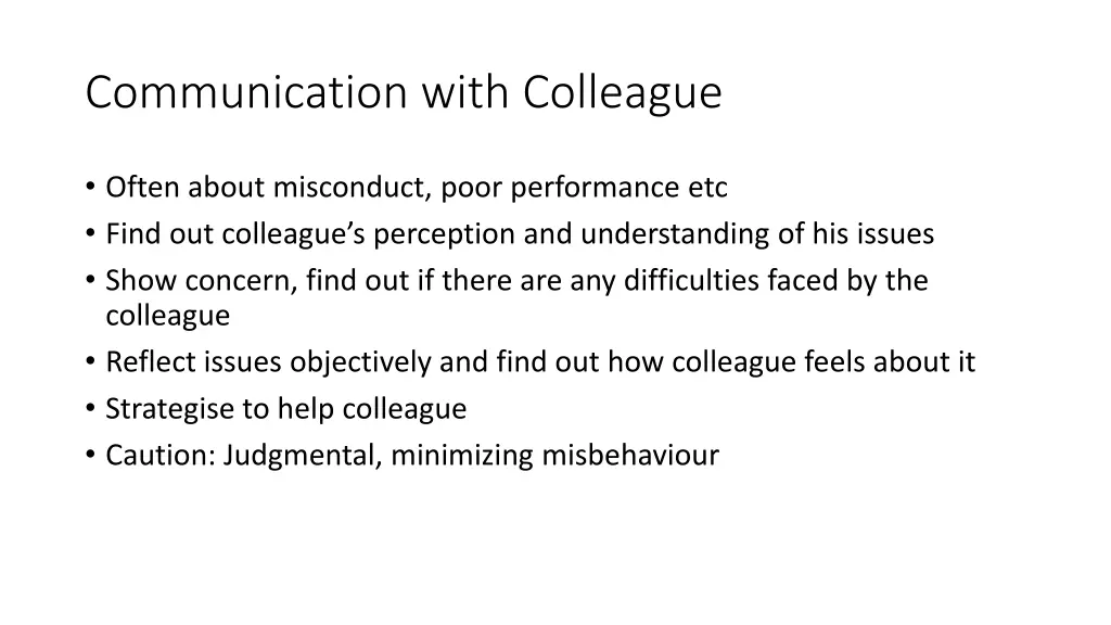 communication with colleague