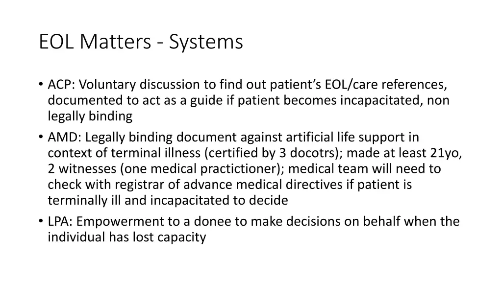 eol matters systems