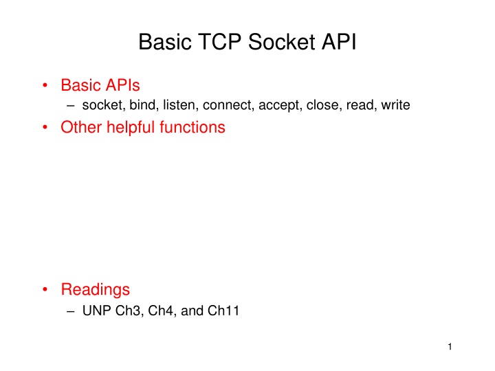 basic tcp socket api