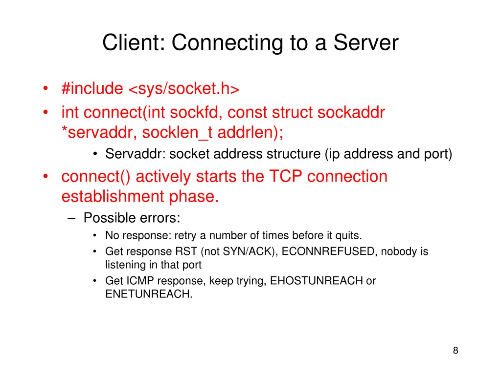 client connecting to a server