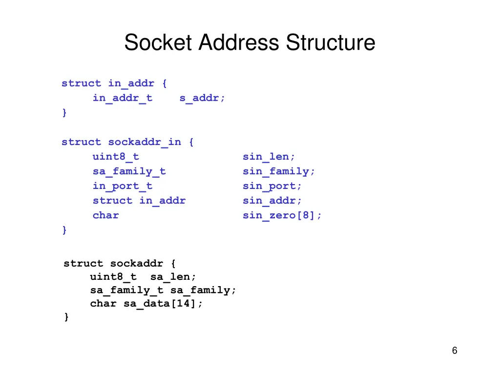 socket address structure