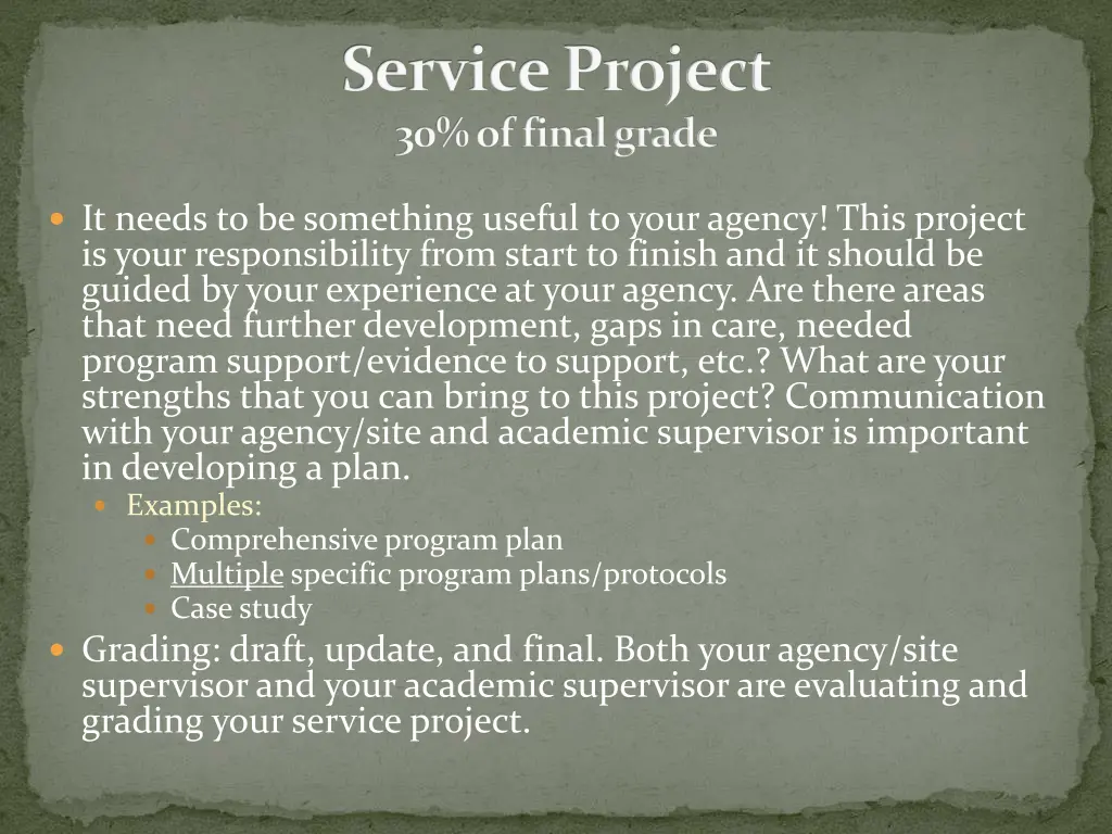 service project 30 of final grade
