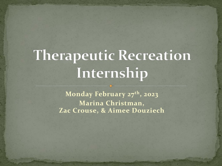 therapeutic recreation internship