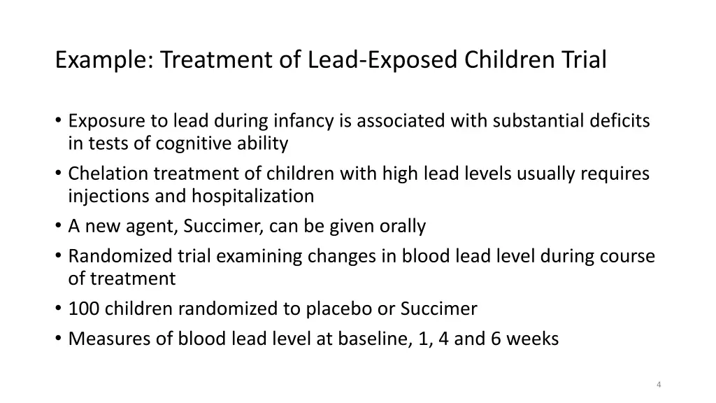 example treatment of lead exposed children trial