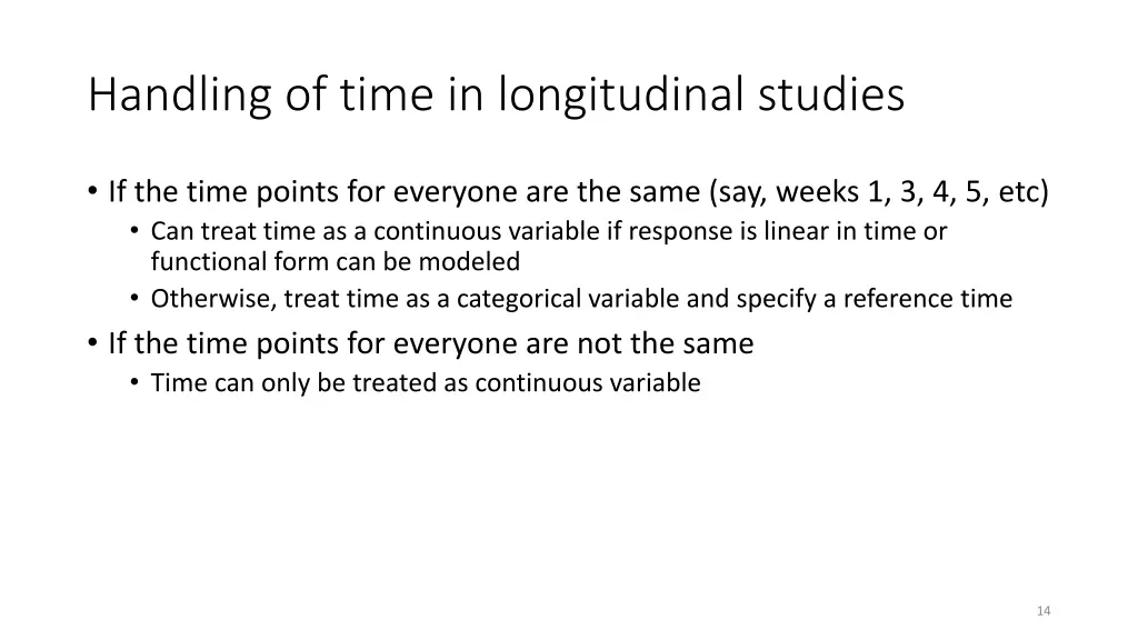 handling of time in longitudinal studies