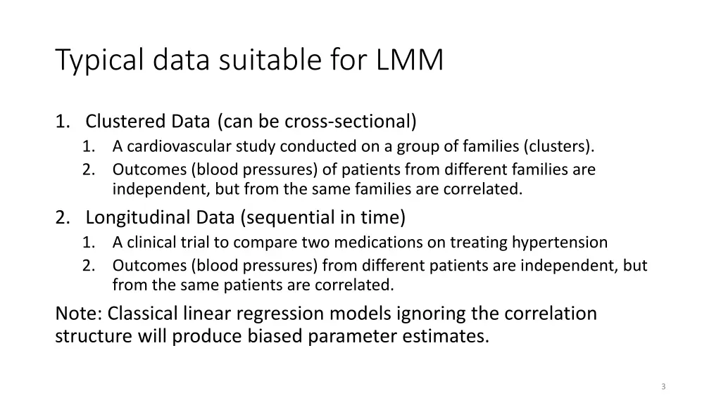 typical data suitable for lmm