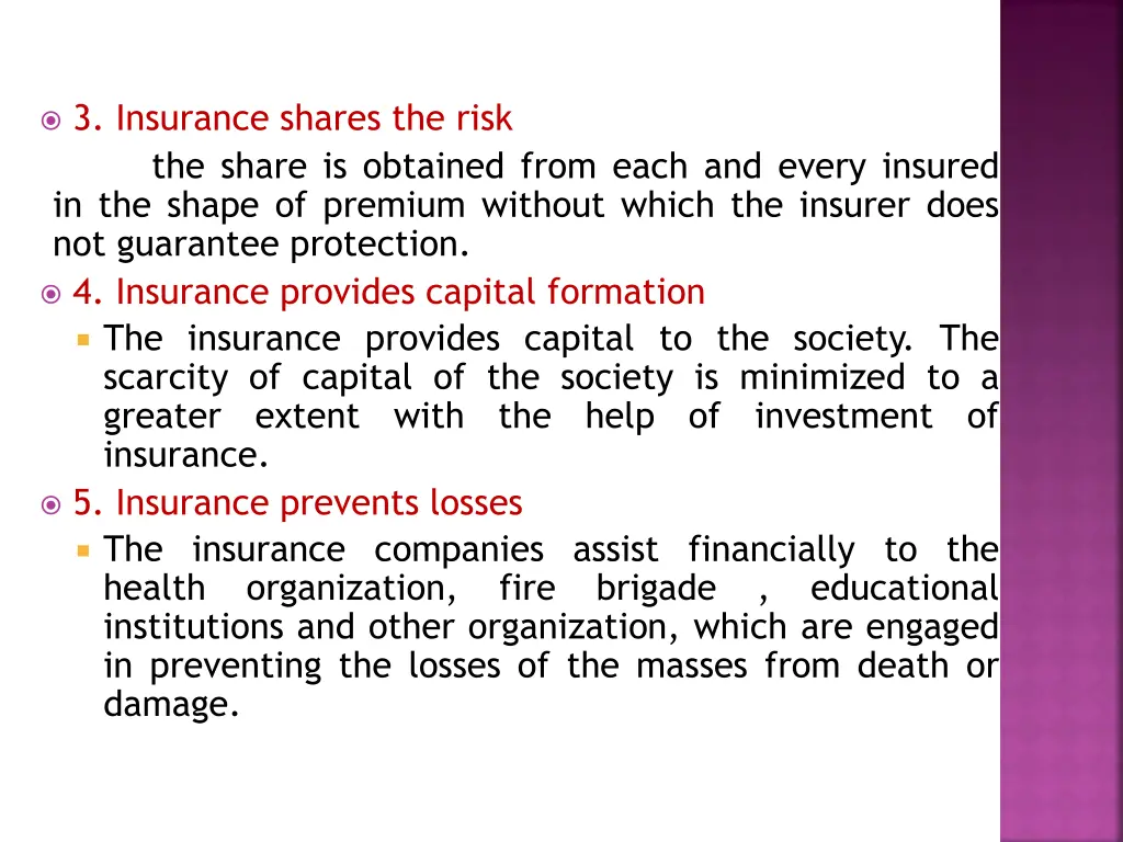 3 insurance shares the risk the share is obtained
