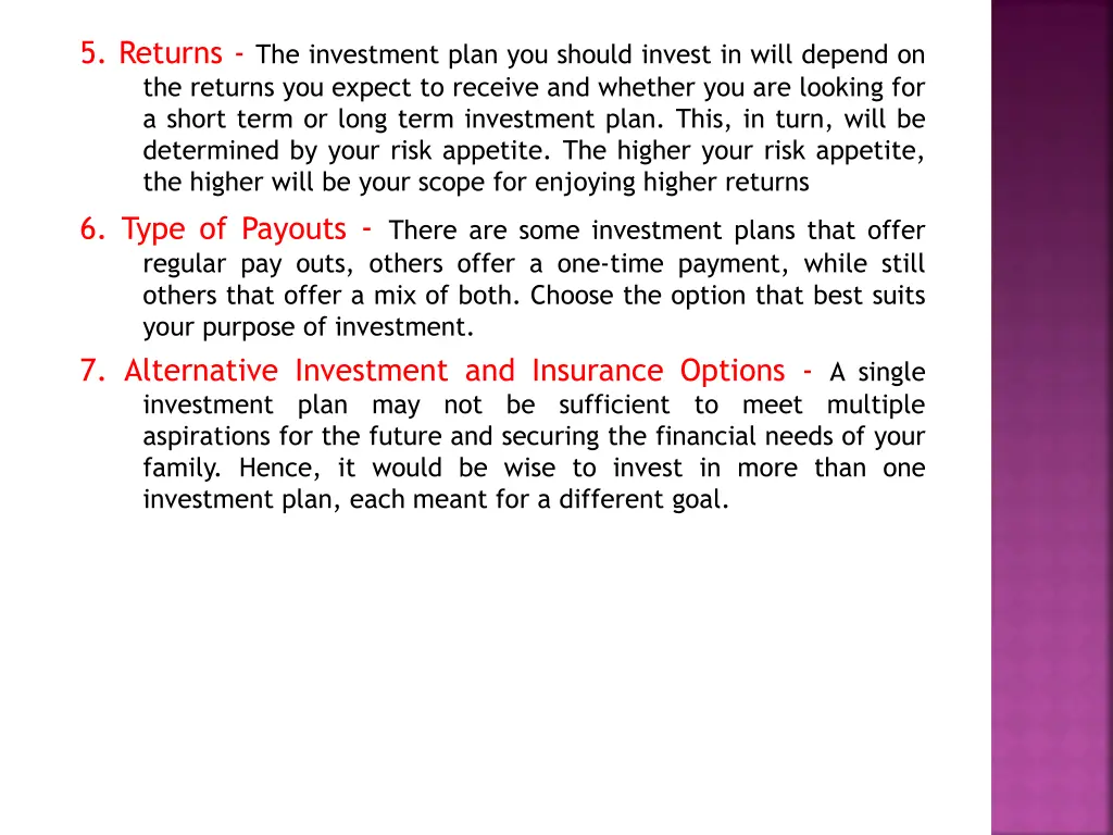 5 returns the investment plan you should invest