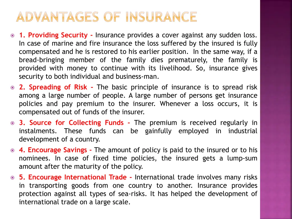 advantages of insurance