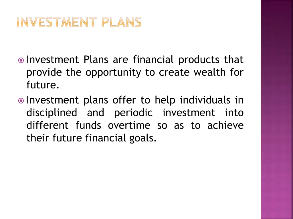 investment plans