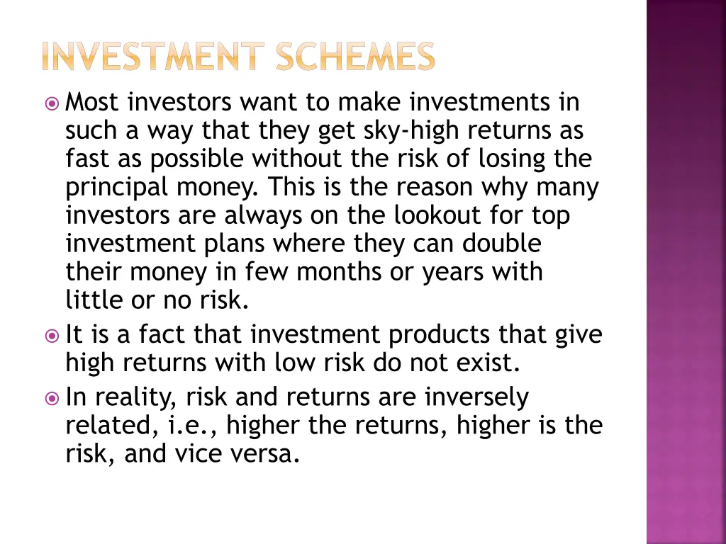 investment schemes