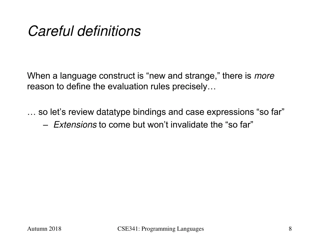 careful definitions