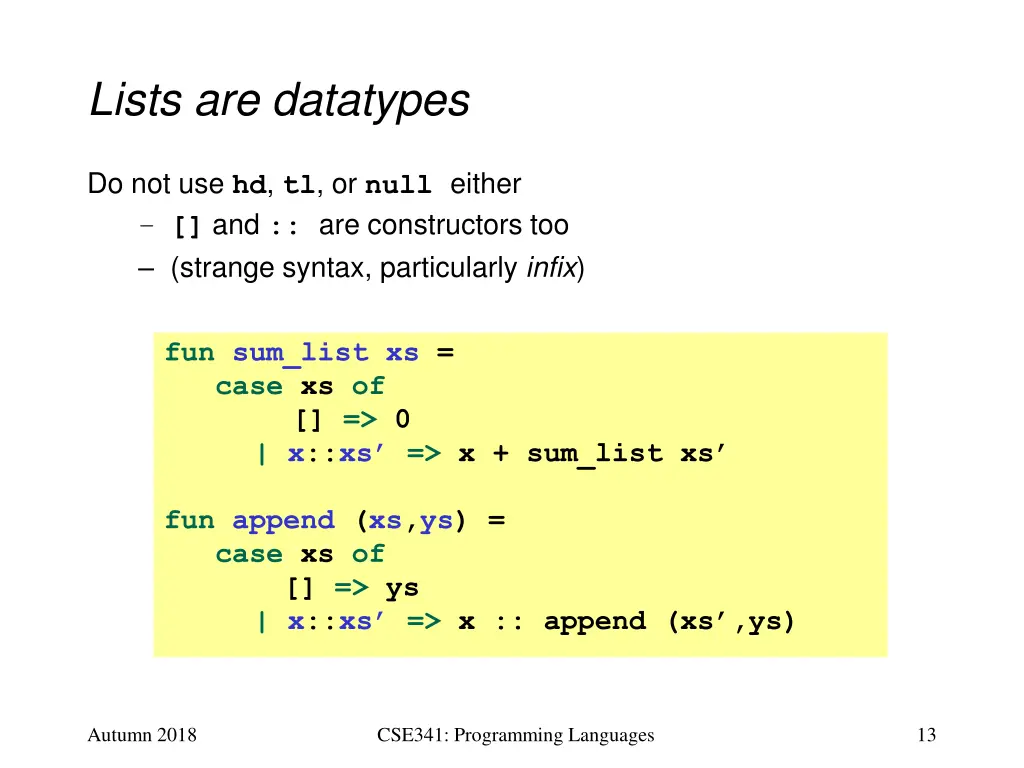lists are datatypes