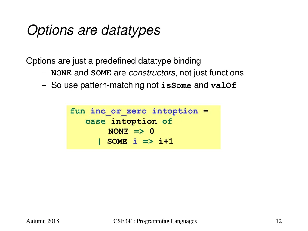 options are datatypes