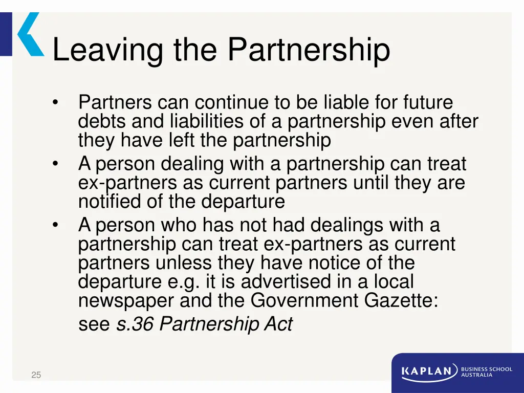 leaving the partnership