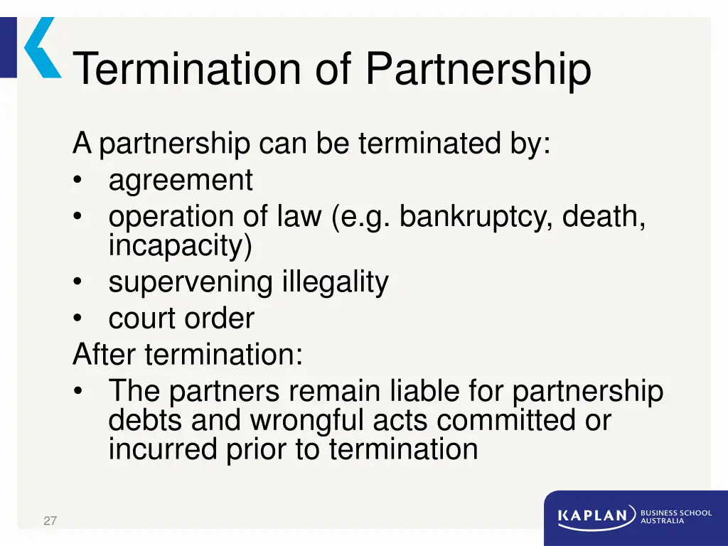 termination of partnership