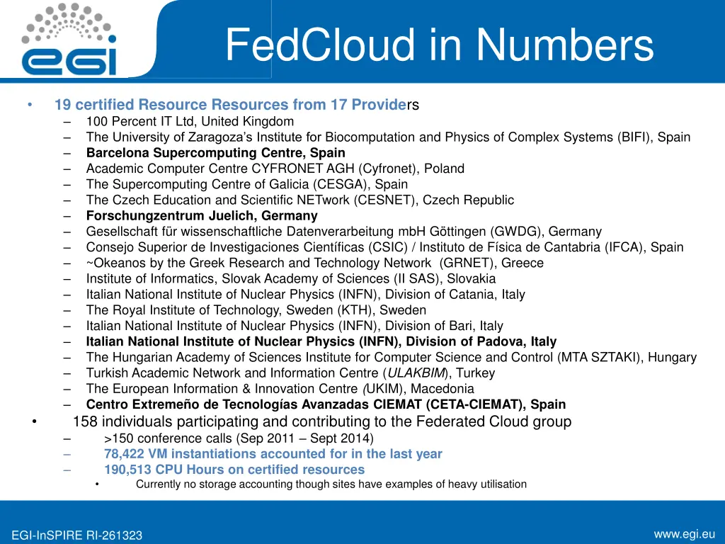 fedcloud in numbers