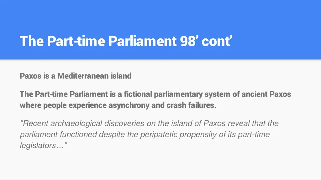the part time parliament 98 cont 1