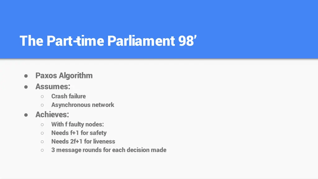 the part time parliament 98