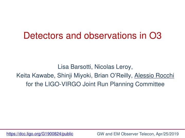 detectors and observations in o3