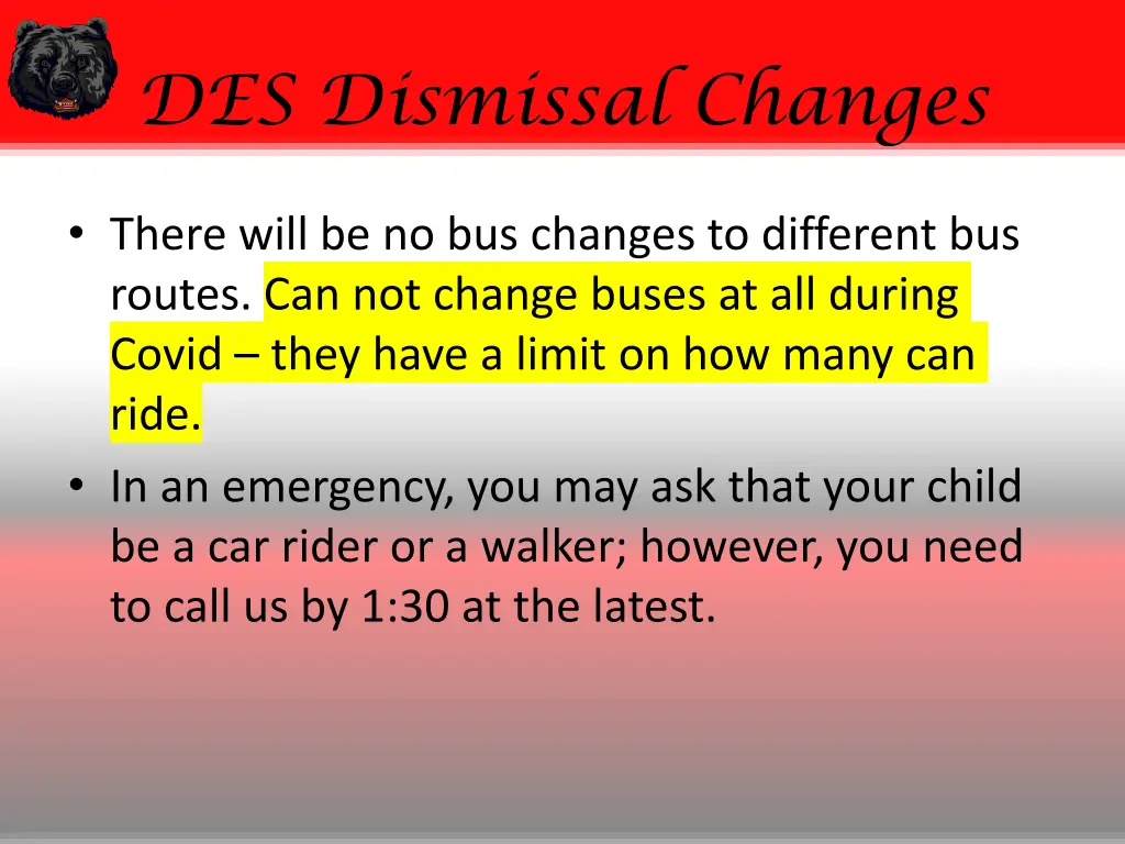 des dismissal changes
