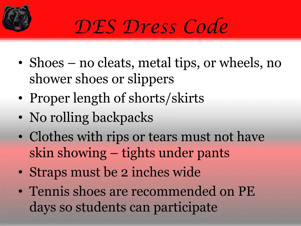 des dress code