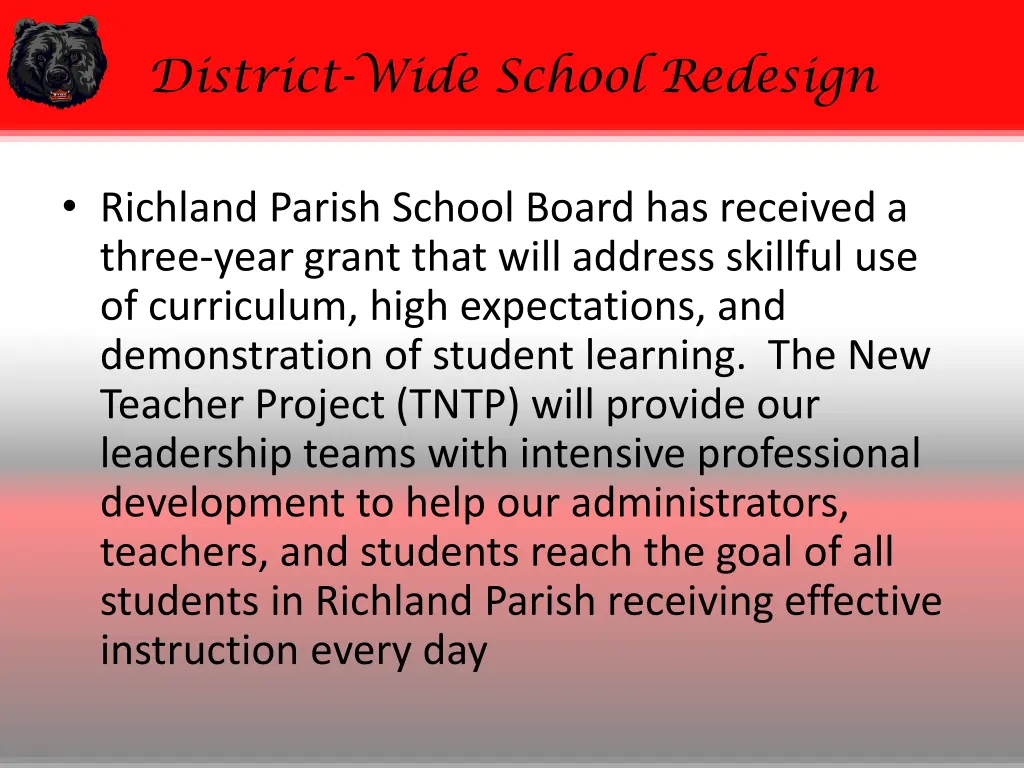 district wide school redesign