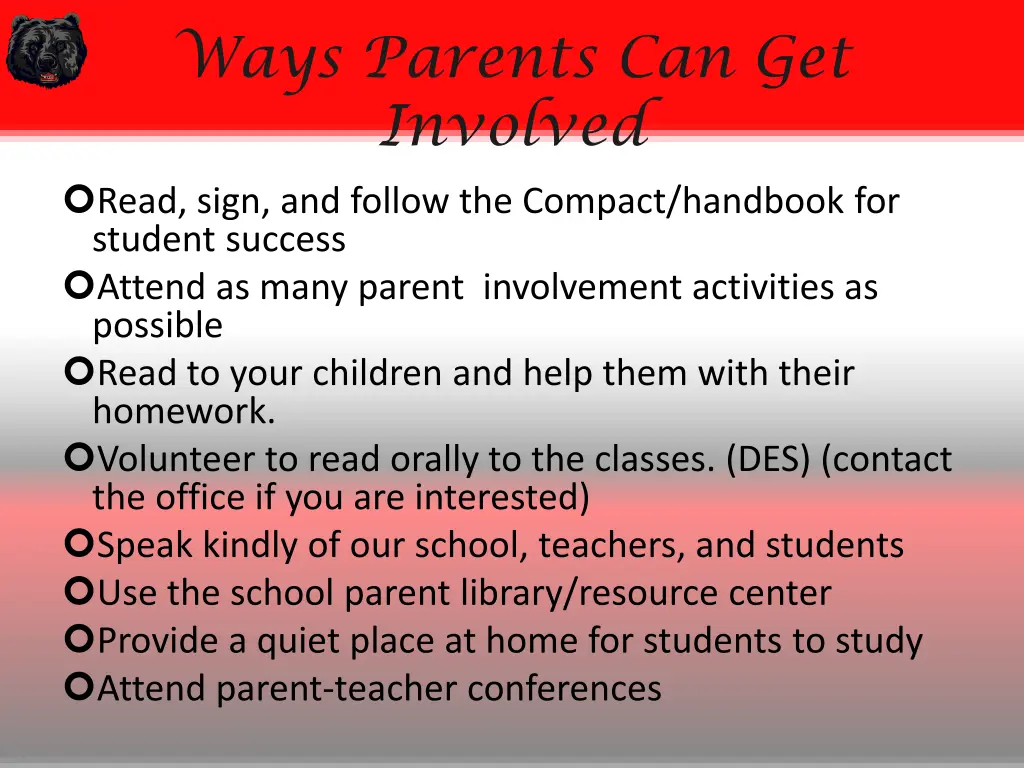 ways parents can get involved read sign