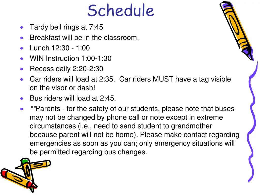 schedule