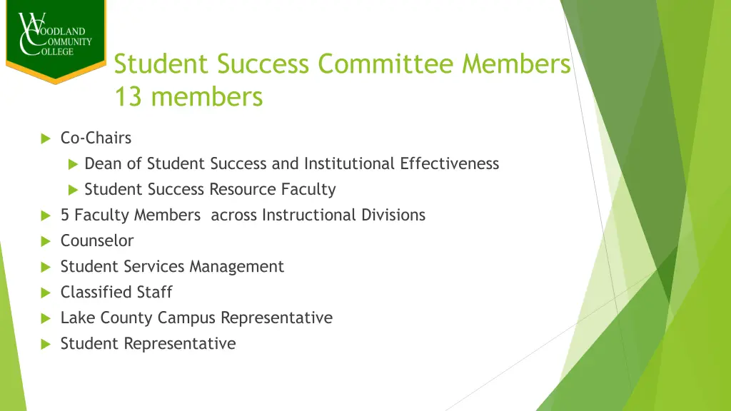 student success committee members 13 members