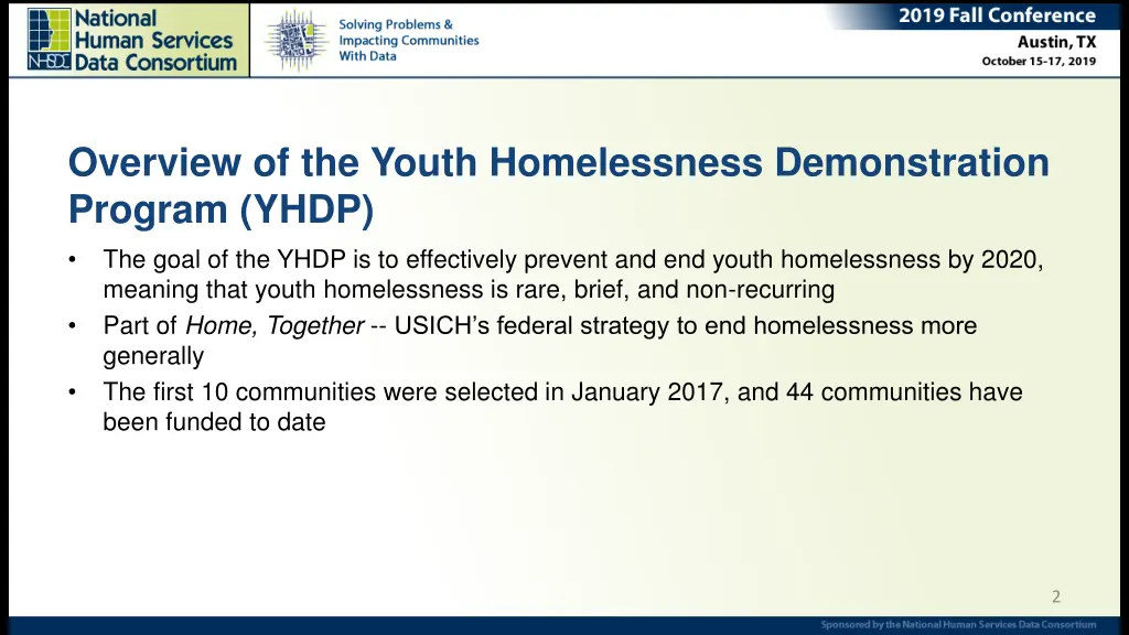 overview of the youth homelessness demonstration