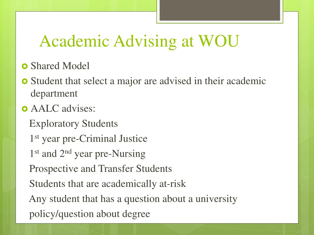 academic advising at wou