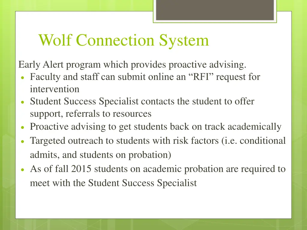 wolf connection system