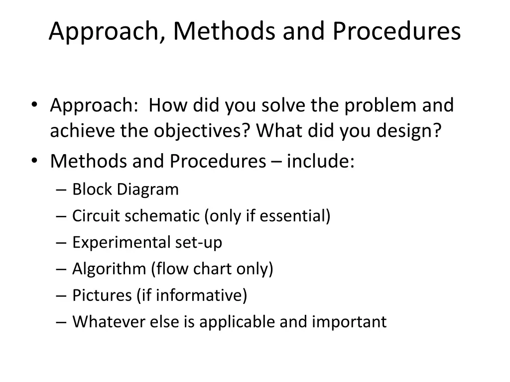 approach methods and procedures