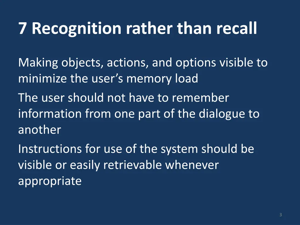 7 recognition rather than recall