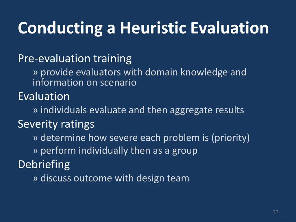 conducting a heuristic evaluation