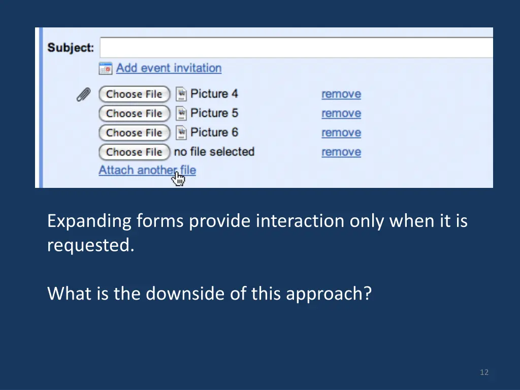 expanding forms provide interaction only when