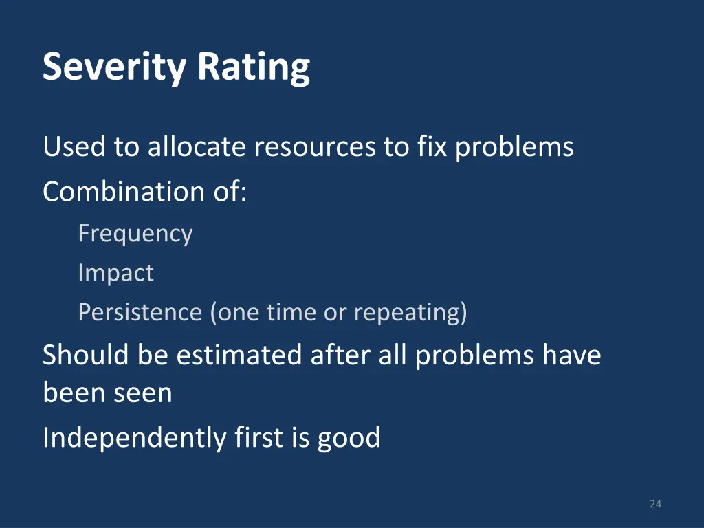 severity rating