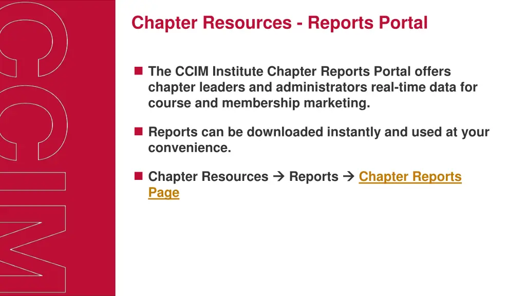 chapter resources reports portal