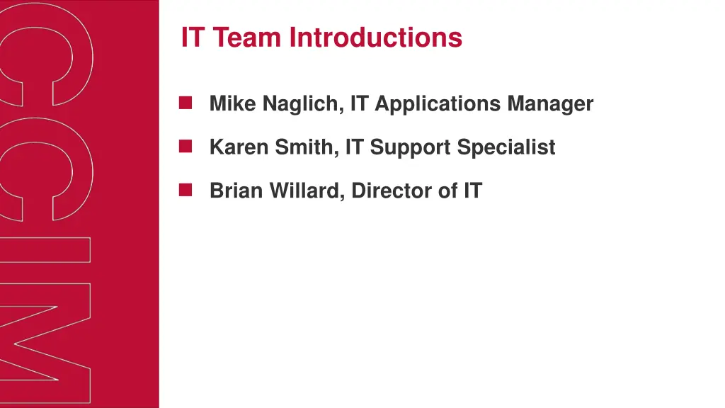 it team introductions