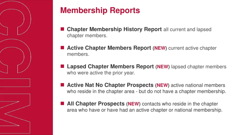 membership reports