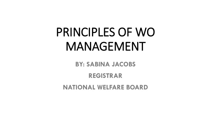 principles of wo principles of wo management