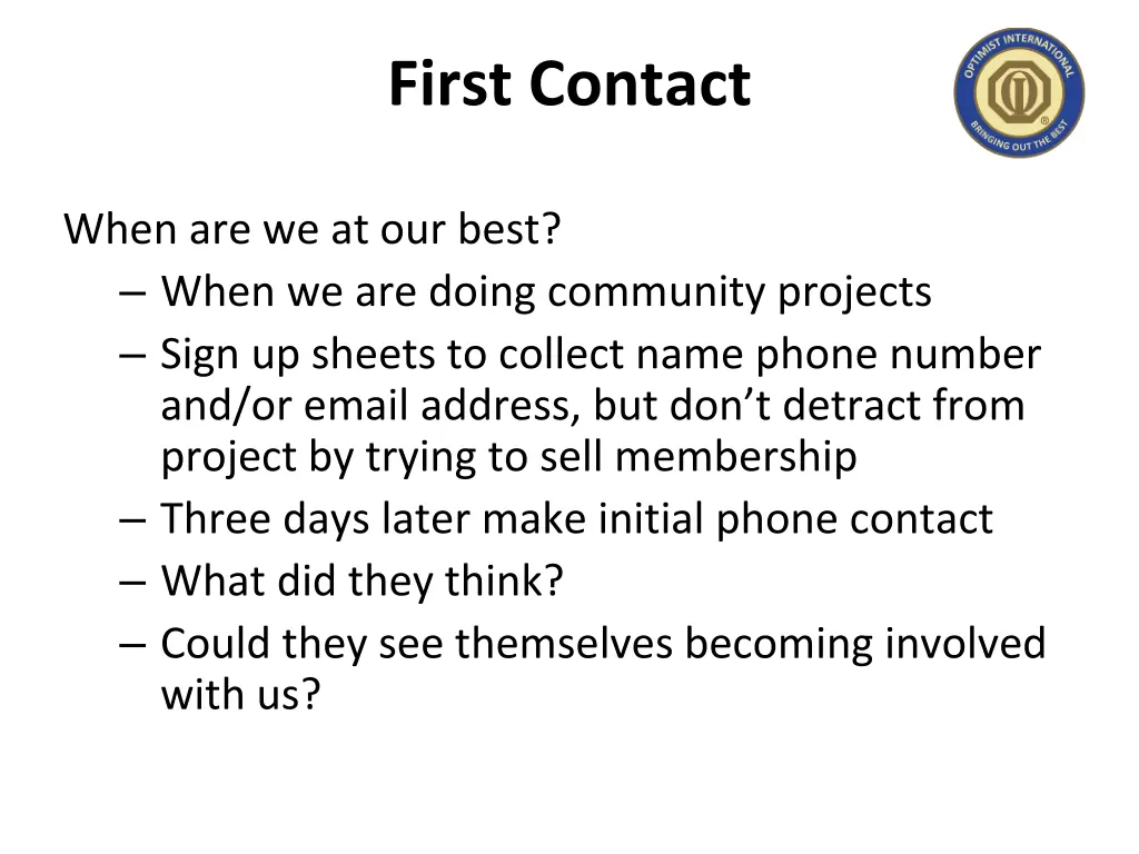 first contact