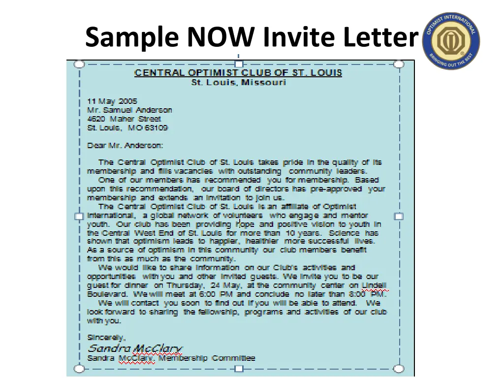 sample now invite letter