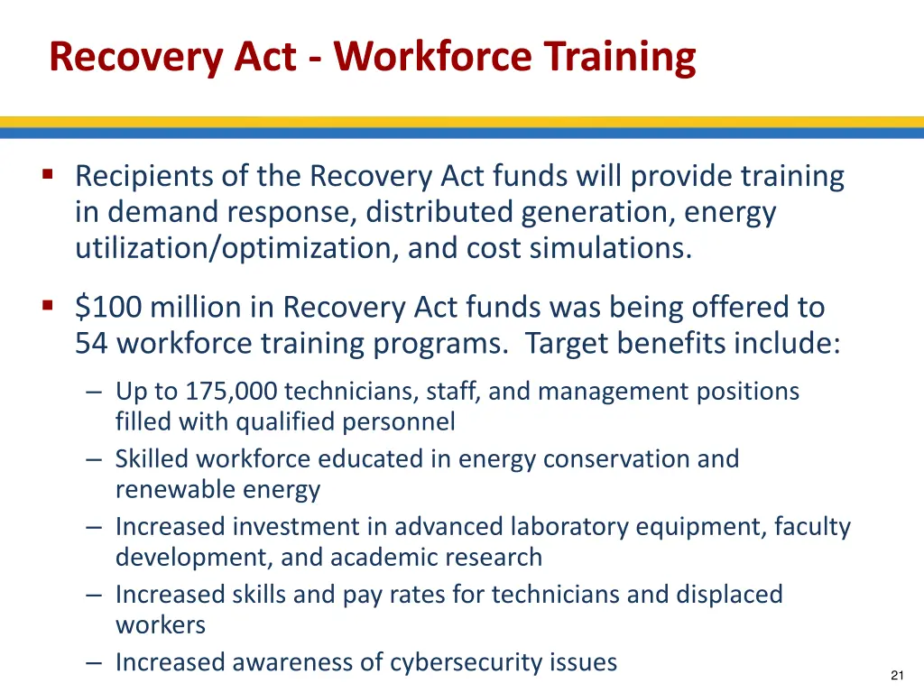 recovery act workforce training