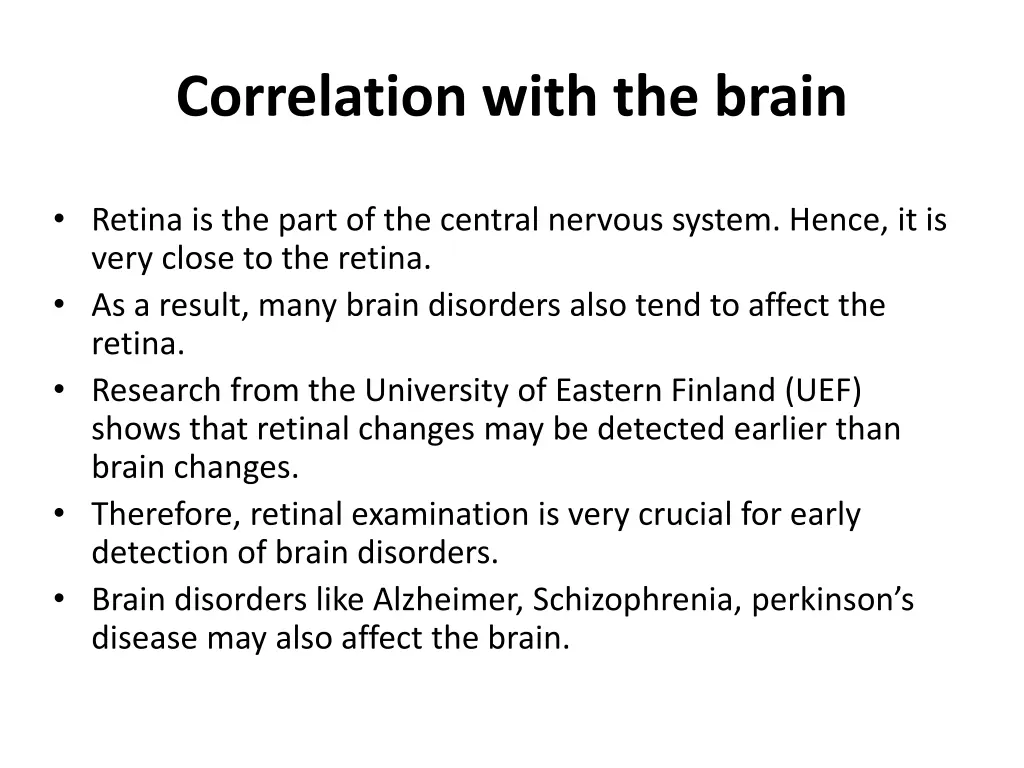 correlation with the brain