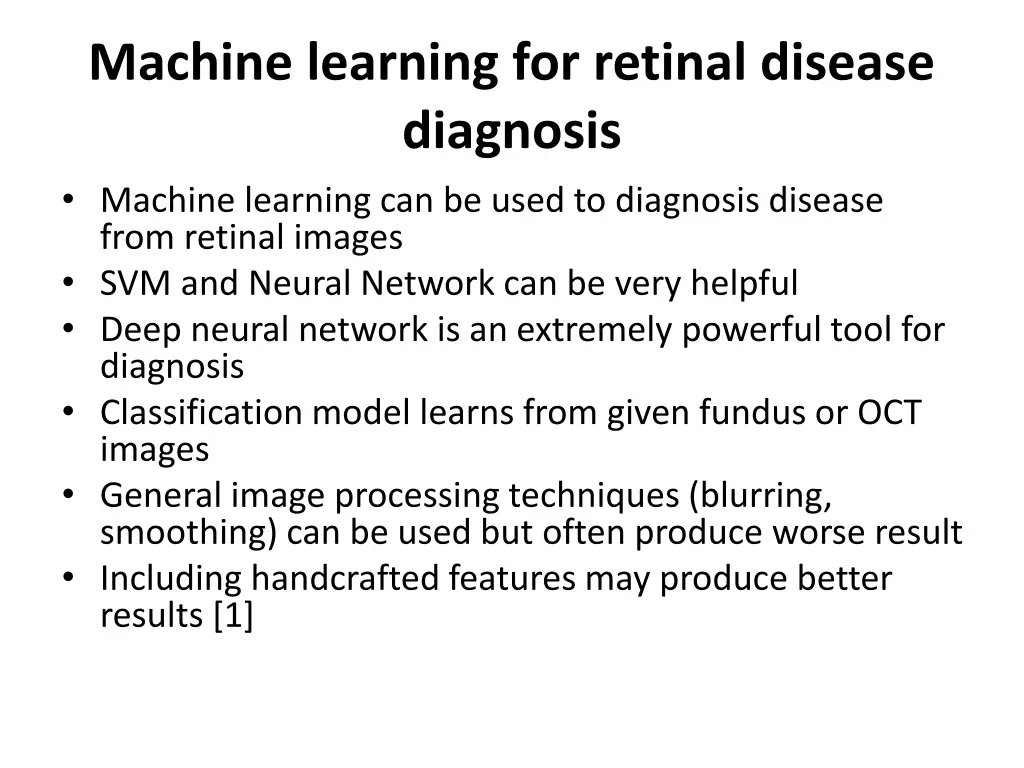 machine learning for retinal disease diagnosis