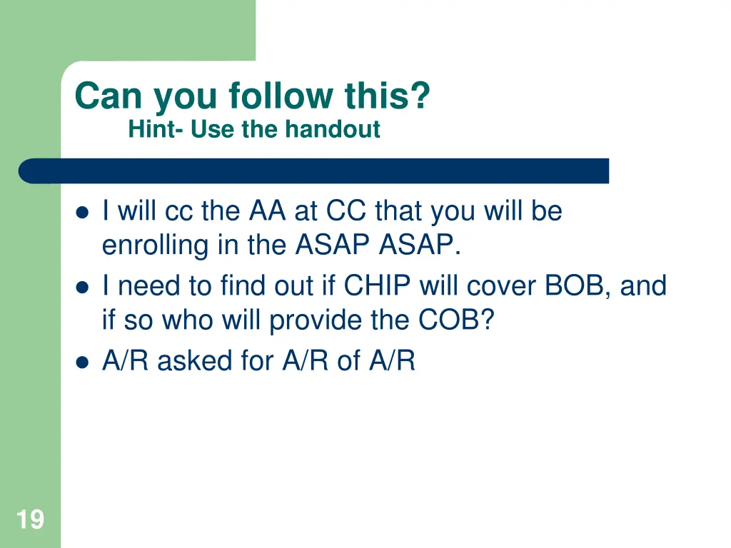 can you follow this hint use the handout